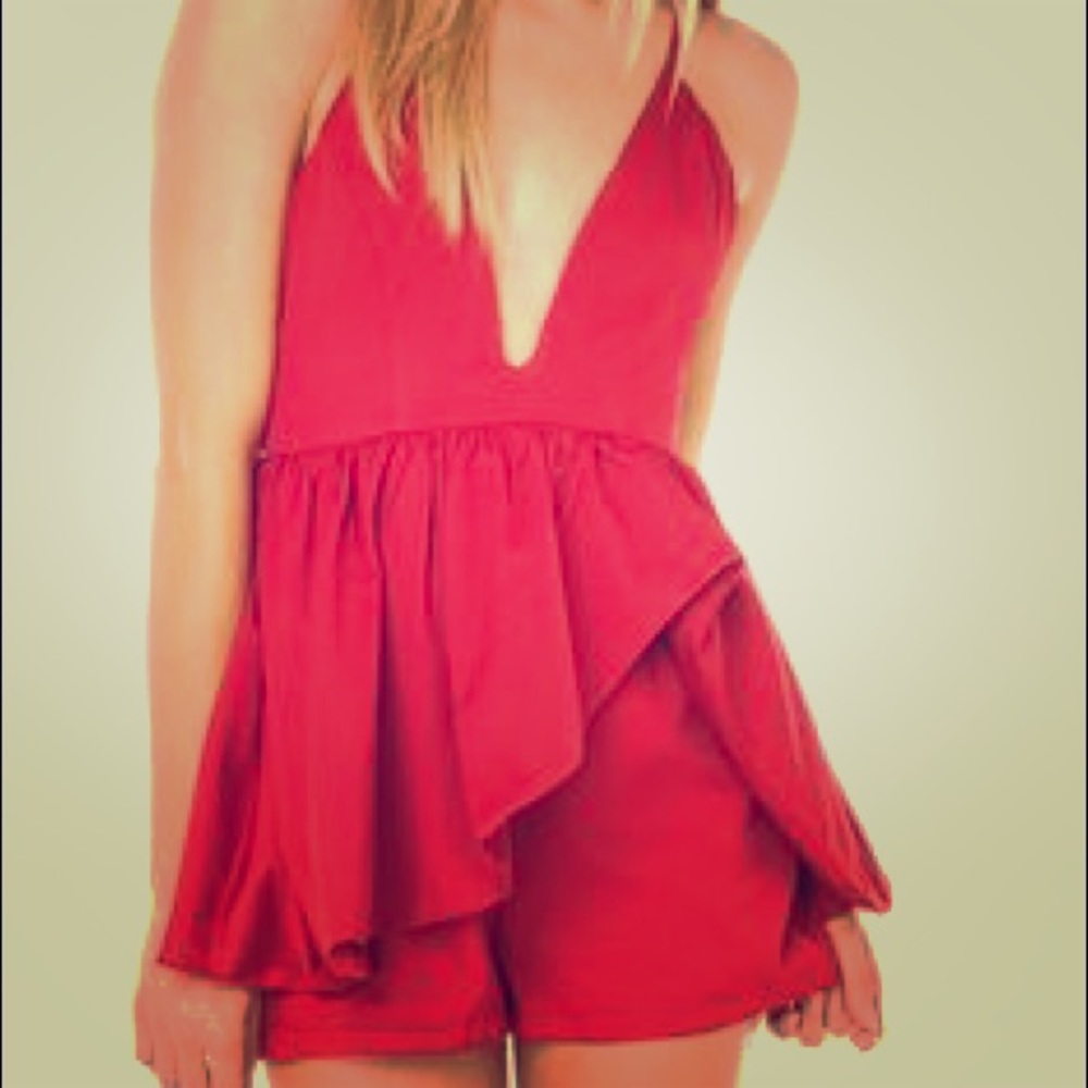 Morning mist red romper